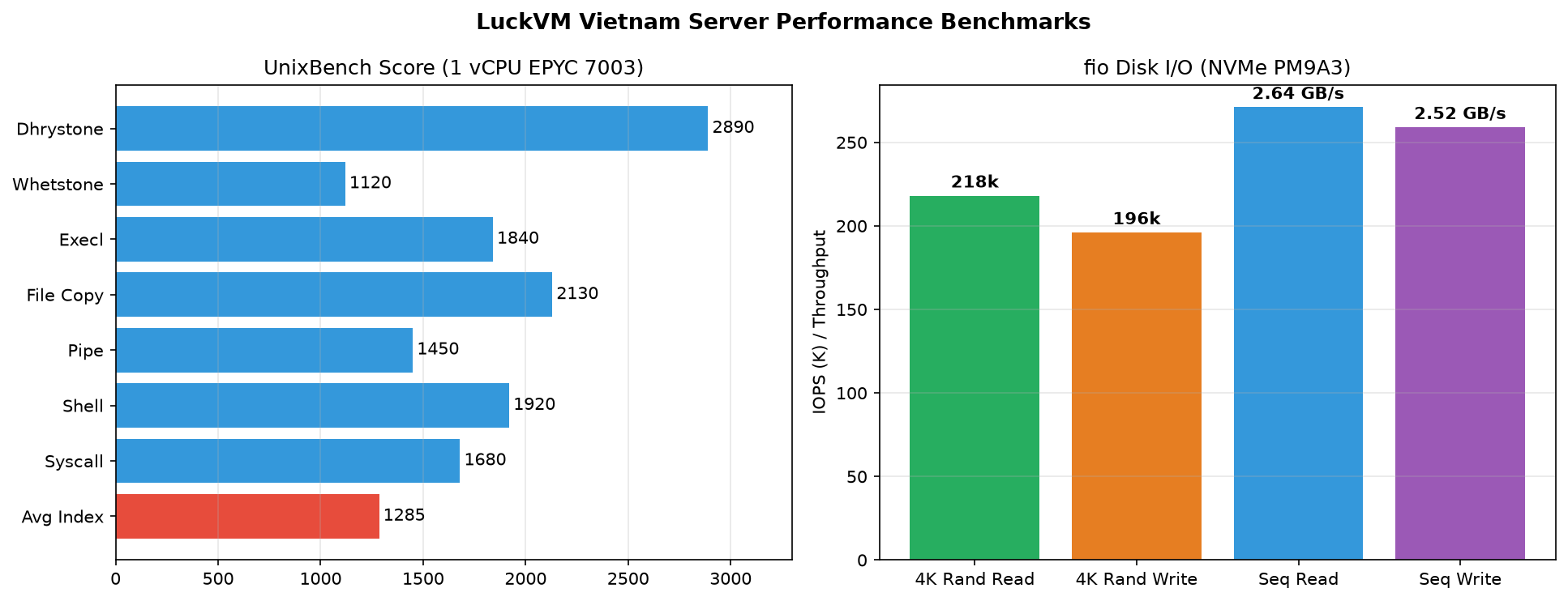 UnixBench and fio NVMe benchmark